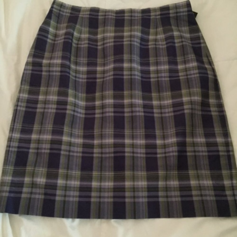 NWT CLASSIC SILK PENCIL SKIRT - Plaid purple/violet silk - Sz 14